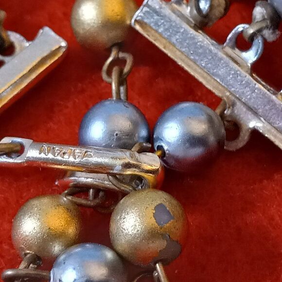 Vintage Japan Four Strand Black & Gold Beaded Necklace Granny Chic - Picture 3 of 6